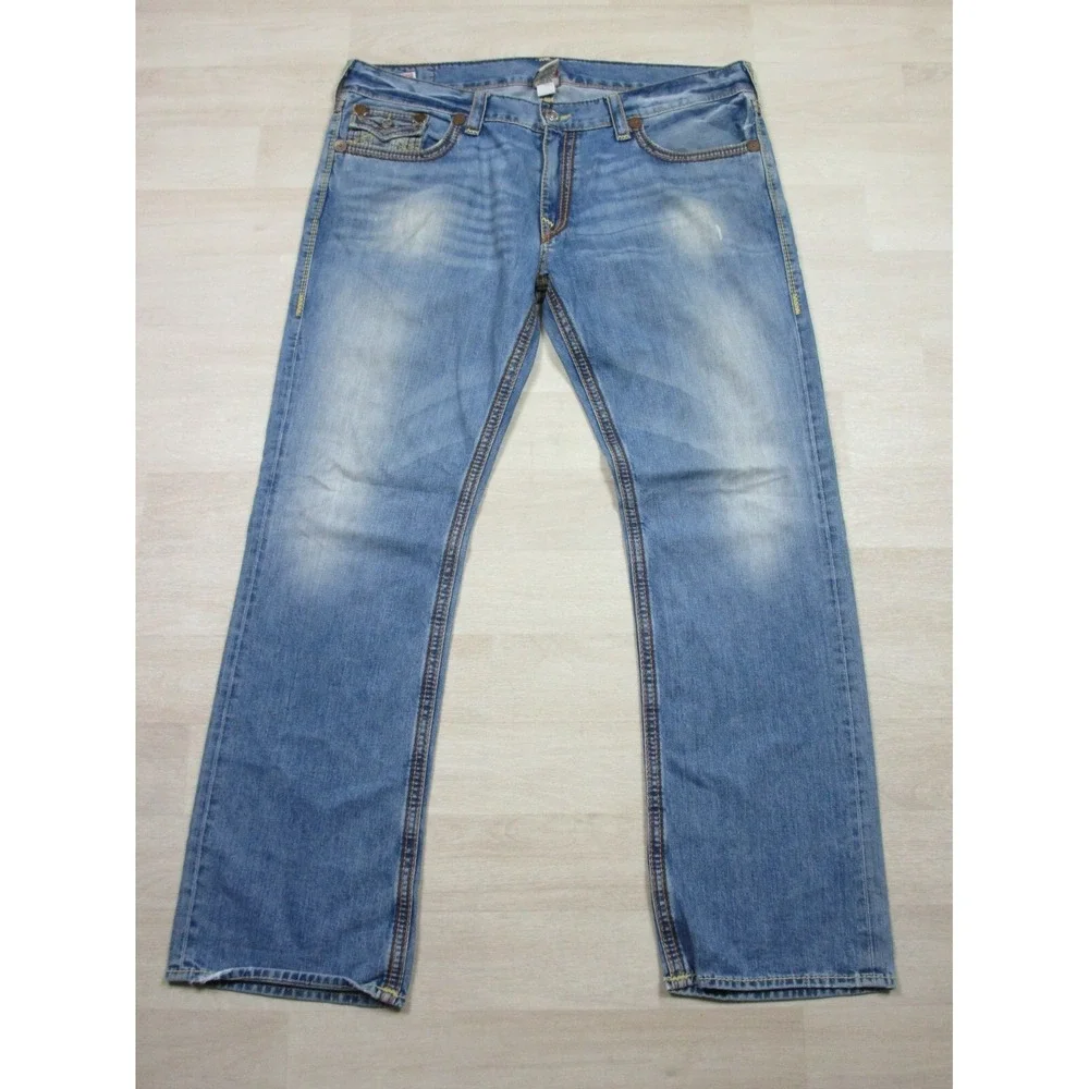 True Religion Men's Designer Jeans - Ricky Big QT USA Straight 43x34 Flap